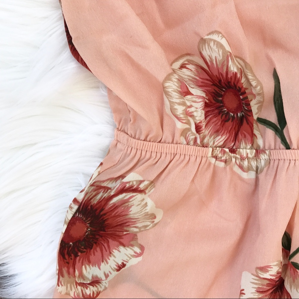 Peach Floral Ruffle Romper - Picture 6 of 7